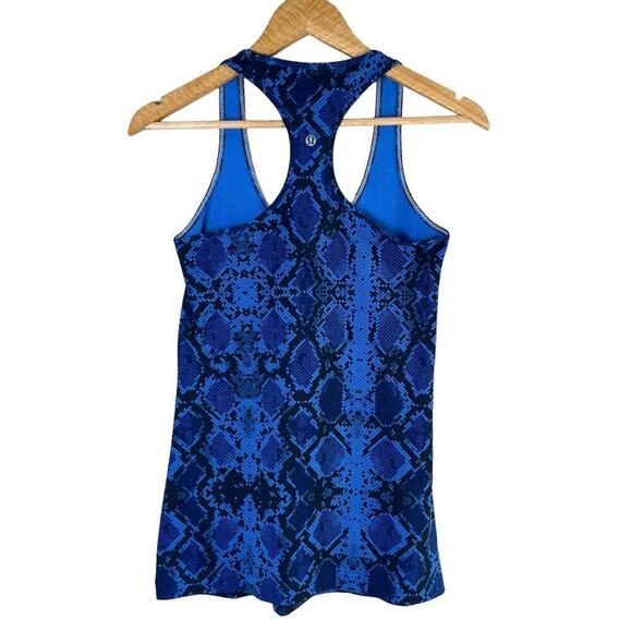 Lululemon Snakeskin Print Racerback Workout Tank Top Blue Black, XS - Picture 6 of 9